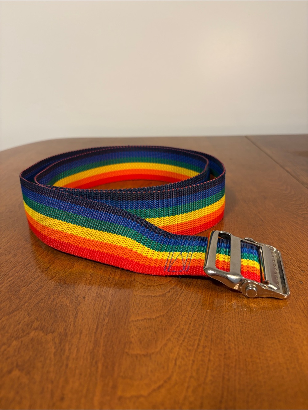 Vintage Rainbow Web Belt Nautical Anchor Buckle Y2K Unisex